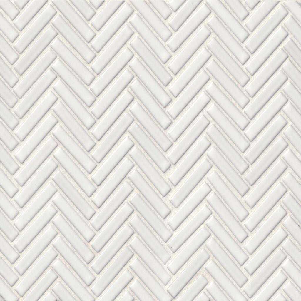 90 1/2" x 2" Herringbone Porcelain Mosaic Tile in White | Bedrosians Tile &  Stone